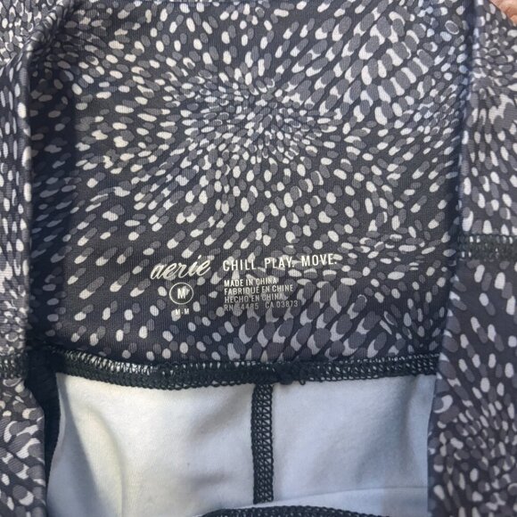 Aerie Medium Patterned Leggings Full Length Gray Pull On Activewear Compression - Picture 3 of 4